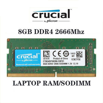 رم لپ تاپ DDR4 تک کاناله، 2666 مگاهرتز، CL19، کروشیال ظرفیت 8 گیگابایت