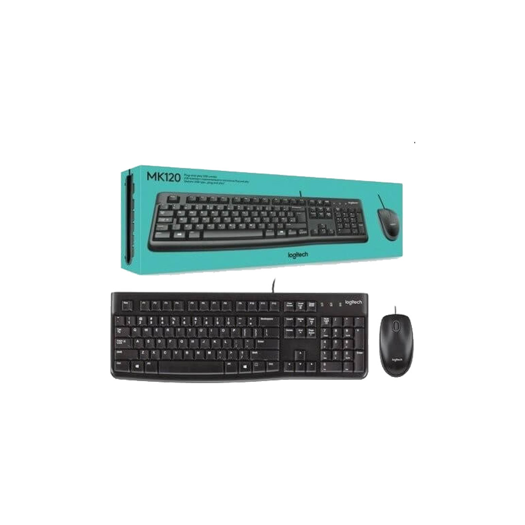 کيبورد و ماوس باسيم لاجيتک MK120 ا Logitech MK120 Wired Keyboard and Mouse